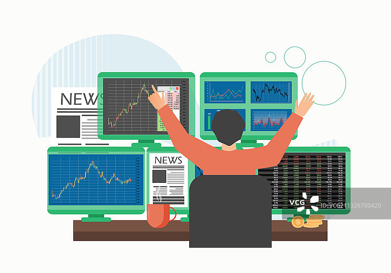 交易员看电脑屏幕图片素材