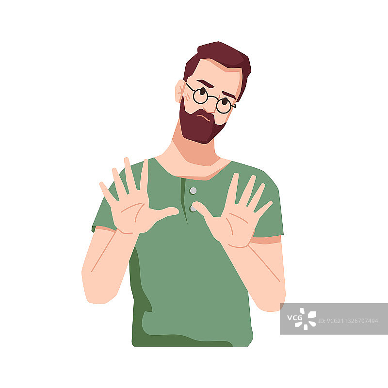 不满的珠饰男子示意停止或走开图片素材