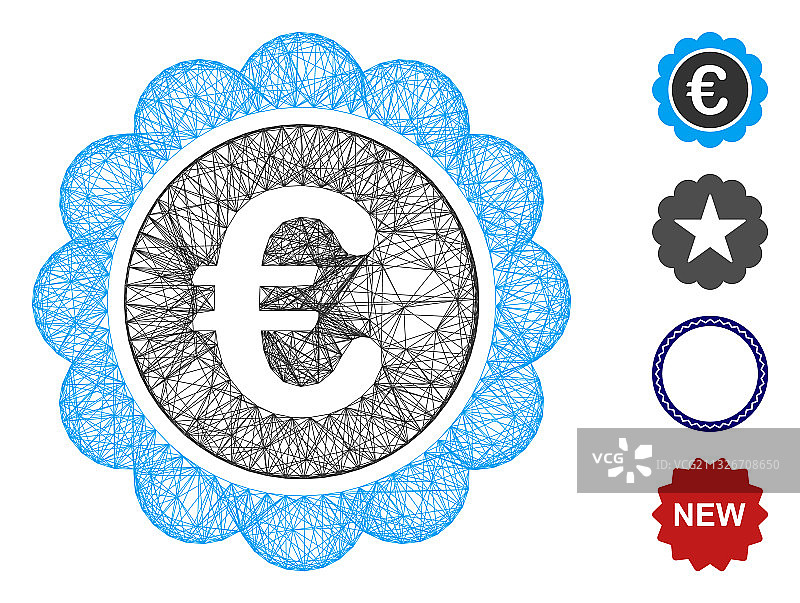 线性欧元奖励徽章网格图片素材