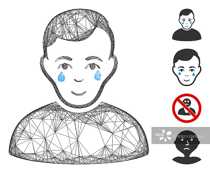 线性哭泣男孩网格图片素材