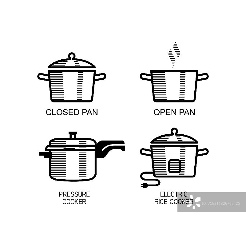 不同类型的大米烹饪说明图片素材