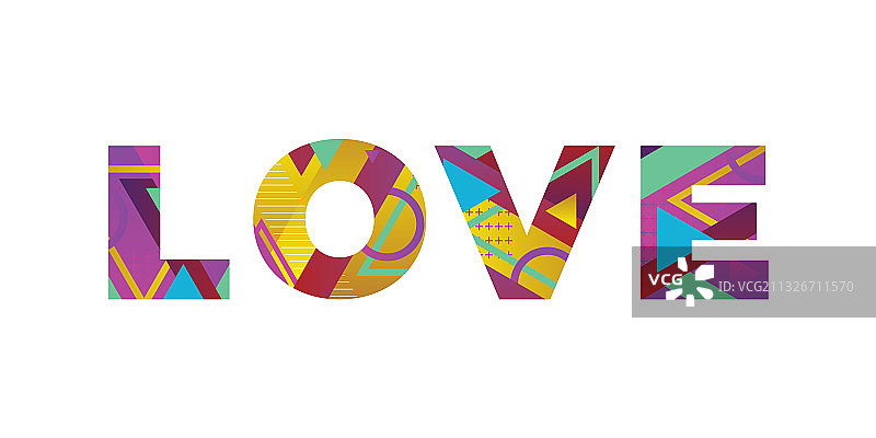 爱心概念复古彩色文字艺术图片素材