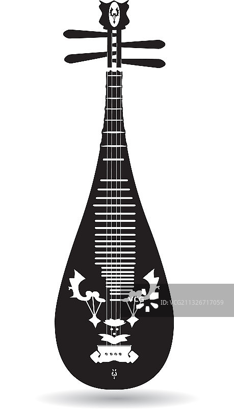 黑白传统中国琵琶图片素材