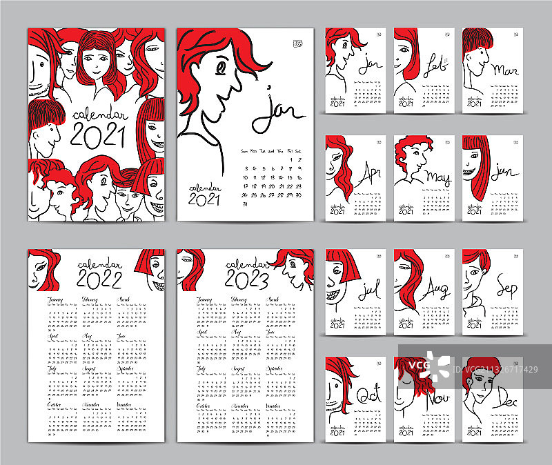 2021年台历模板，2022-2023年日历图片素材