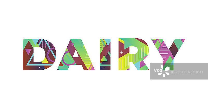 复古彩色乳制品文字艺术图片素材