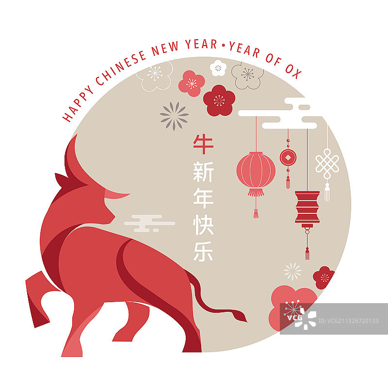 2021年中国新年牛年红色牛图片素材