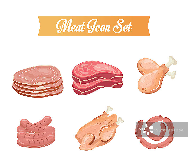 美味新鲜的六种肉制品图片素材