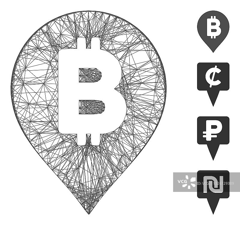 比特币地图标记网格图片素材