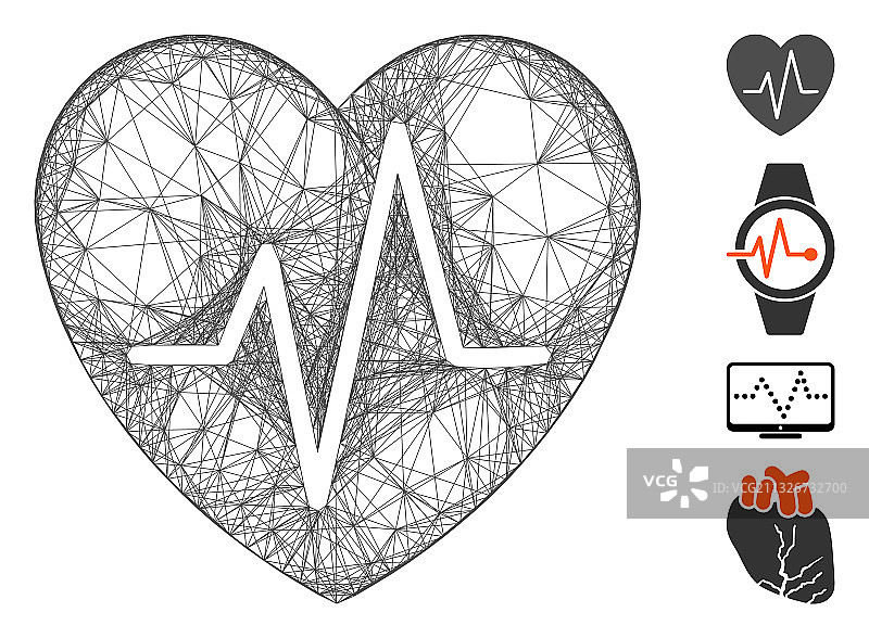 线性心脏病心脏脉冲网格图片素材