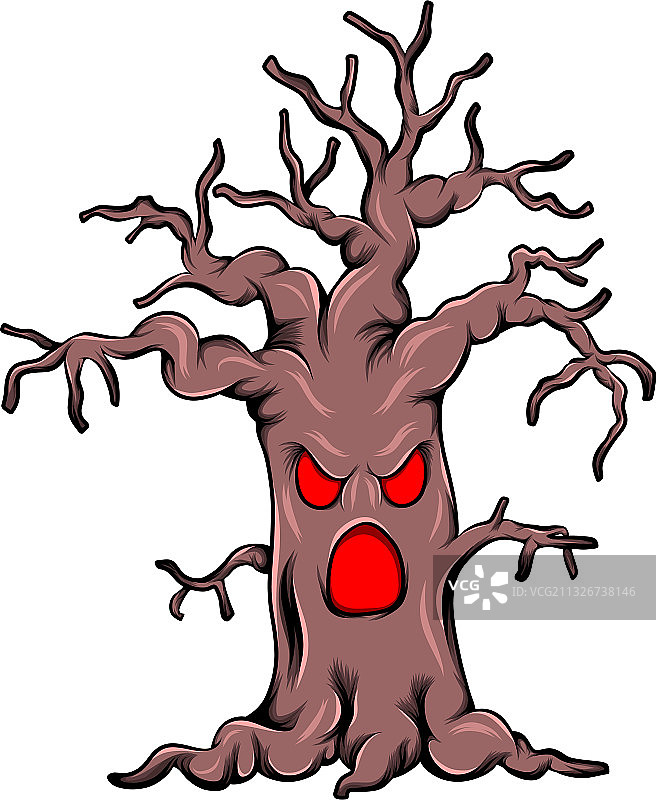可怕面孔的怪物树干图片素材