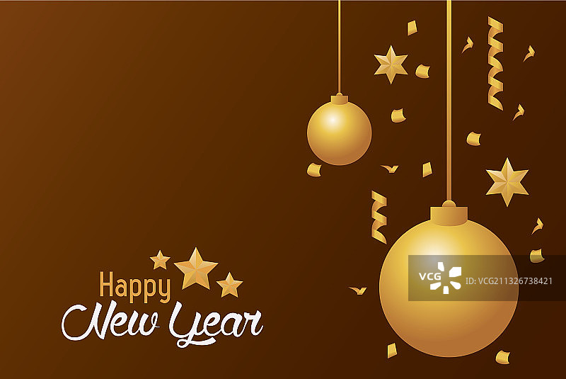 金色圆球新年贺卡图片素材