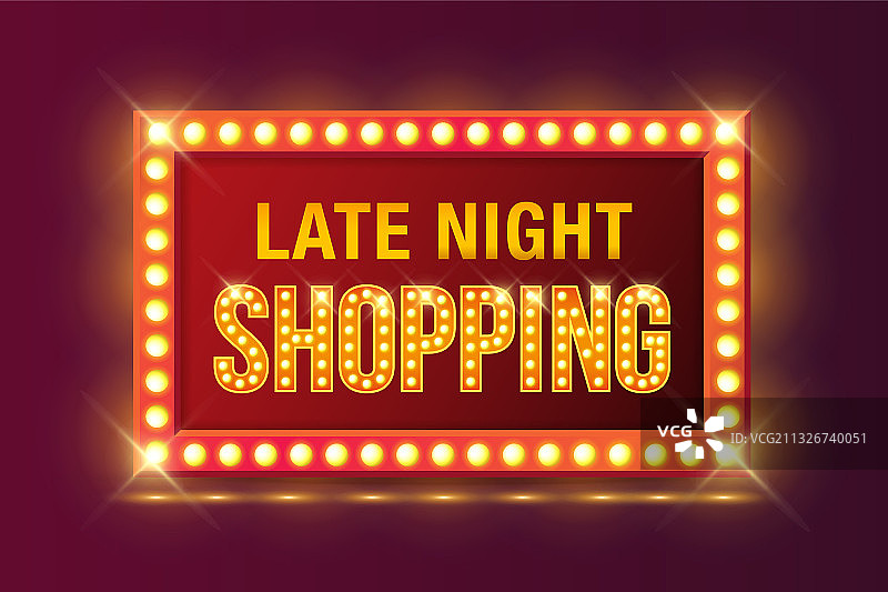 霓虹灯夜间购物招牌图片素材