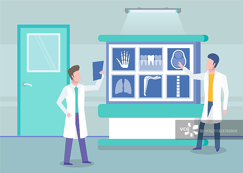 两位医生分析磁共振结果图片素材