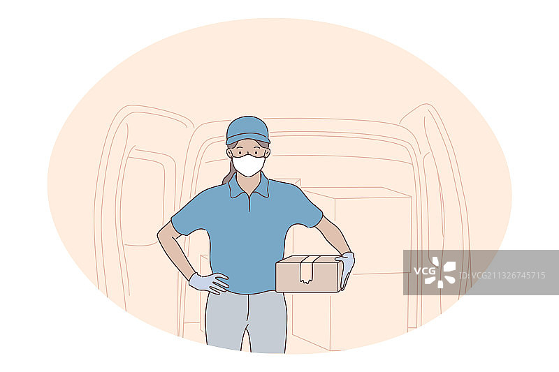 非接触式配送员在线订购图片素材