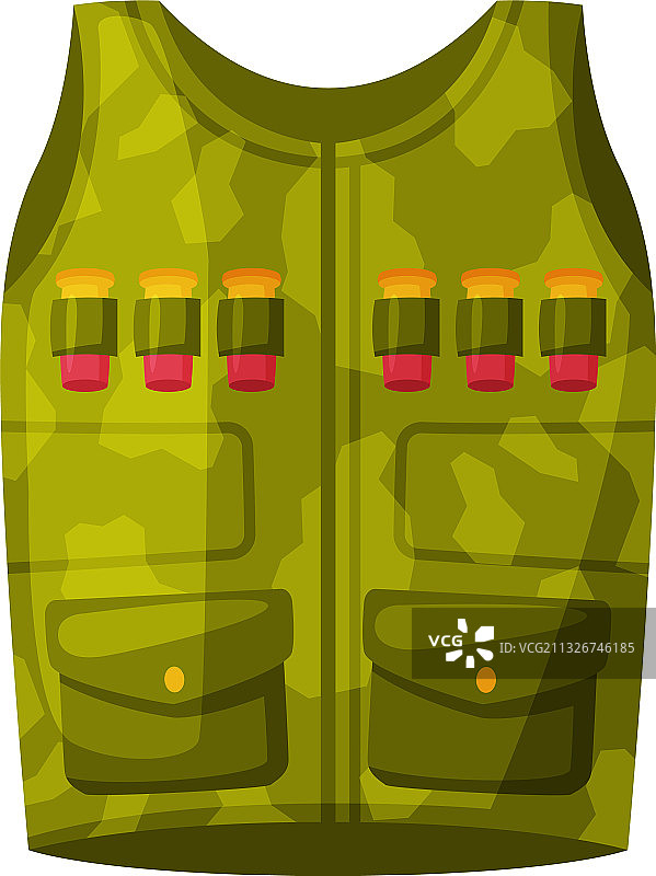 迷彩猎人背心打猎物品扁平设计图片素材