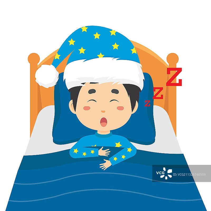 男孩在床上睡觉打鼾素材图片素材