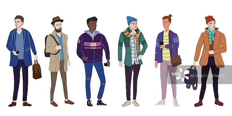 现代秋季潮流男学生套装图片素材