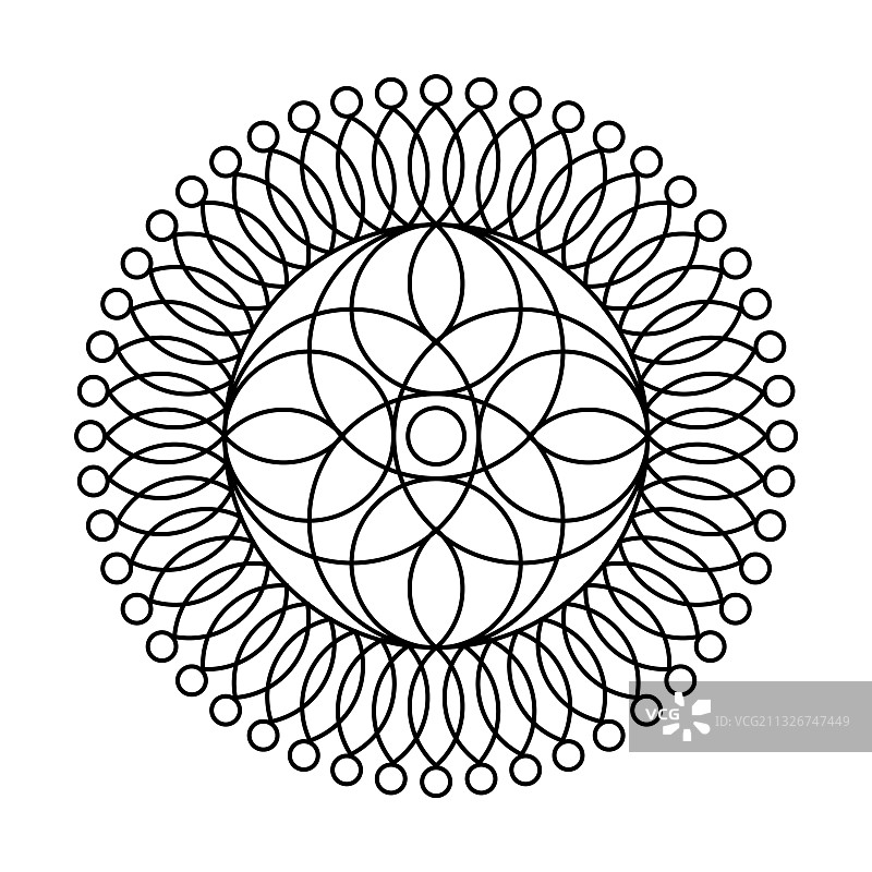 圆形曼陀罗冥想填色书图片素材