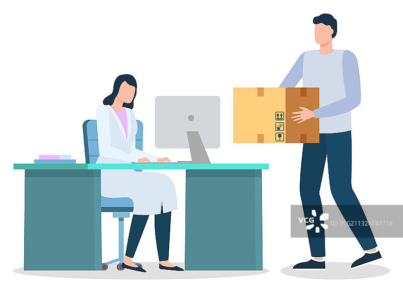 向工作中医生派送包裹图片素材