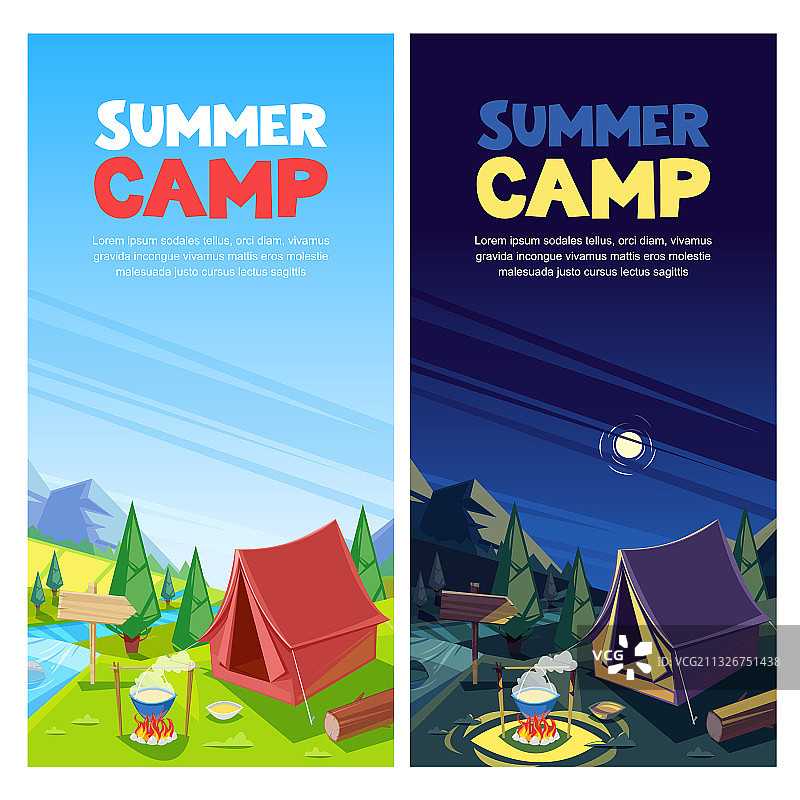 夏季露营横幅海报设计图片素材