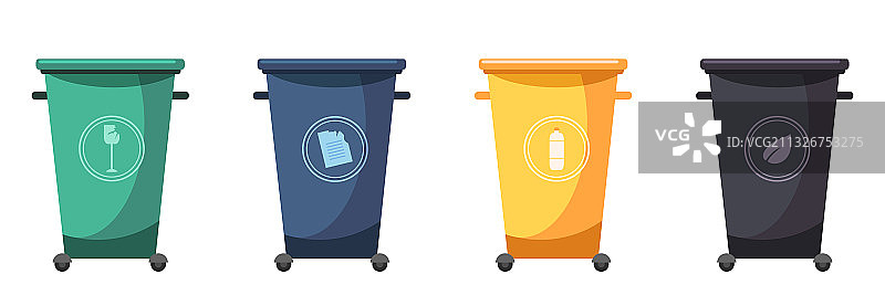 用于垃圾分类的垃圾桶，白色背景图片素材