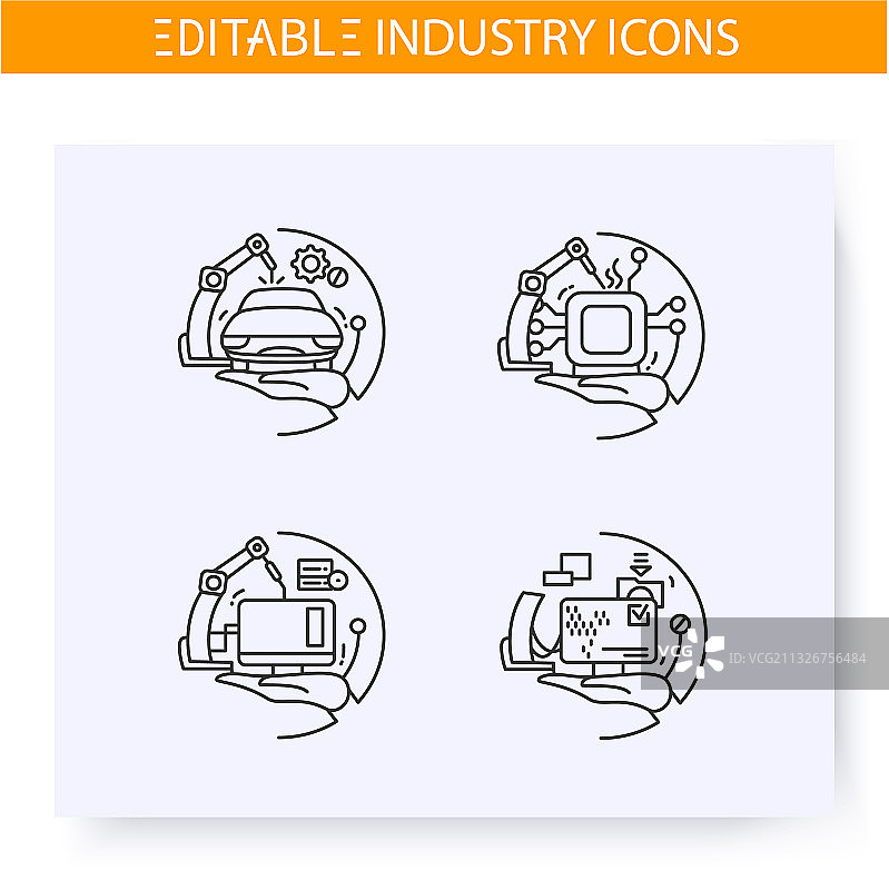 生产行业线性图标集（可编辑）图片素材