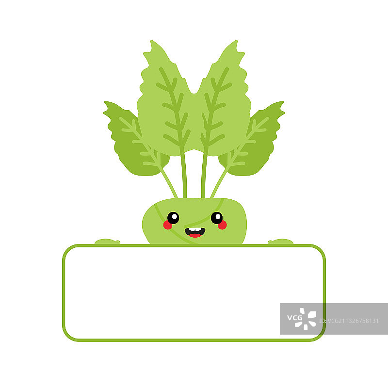 拿着空白卡片的芜菁甘蓝角色图片素材
