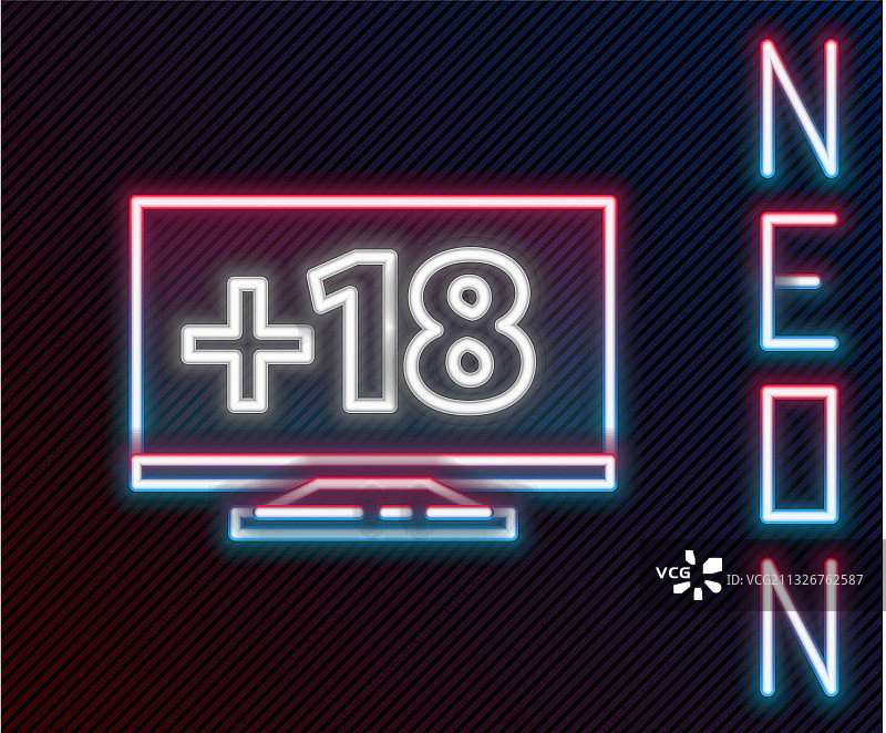 发光霓虹灯电脑显示器与18+图片素材