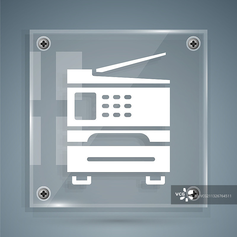 灰色背景上的白色打印机图标图片素材