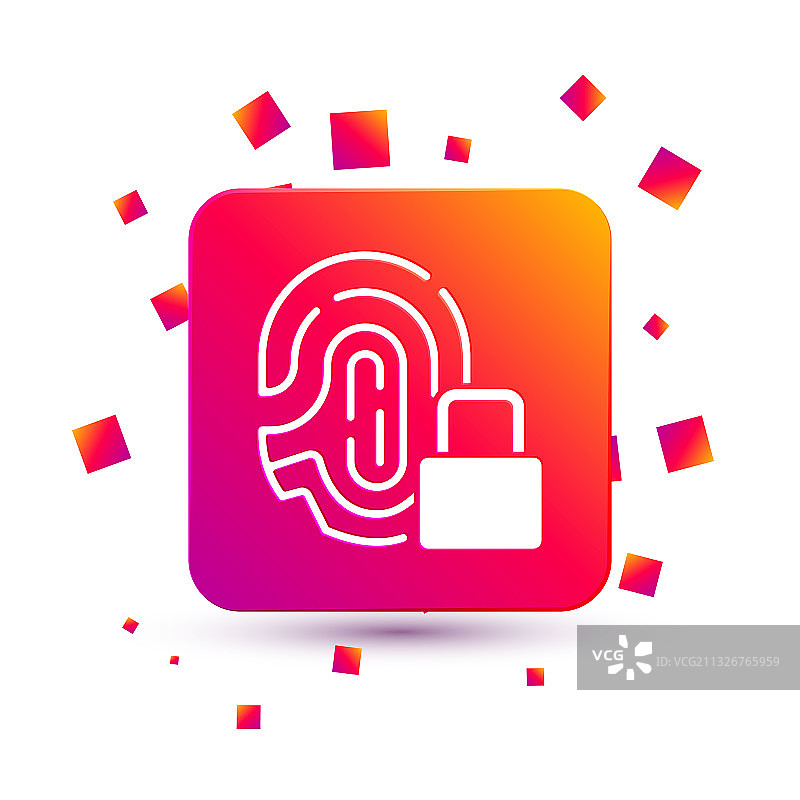 白色指纹锁图标图片素材