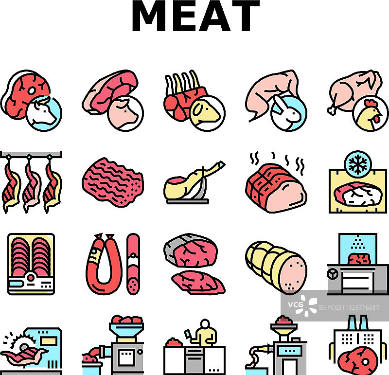 肉类加工厂产品系列图标图片素材