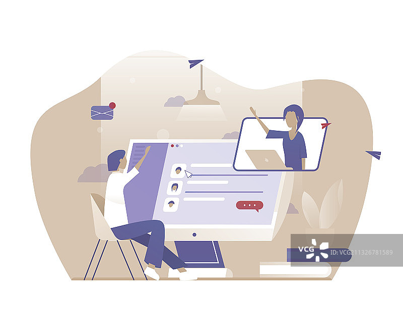 男人和女孩在线聊天图片素材