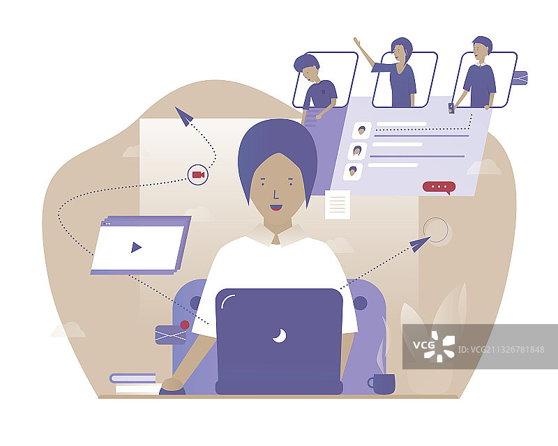 在线工作会议远程办公网络图片素材