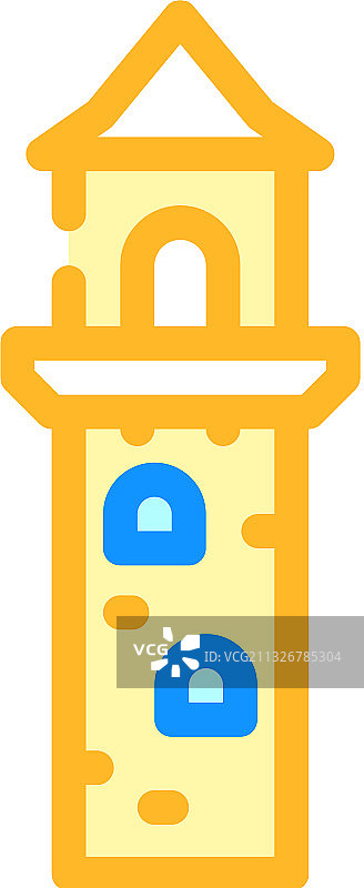 瞭望塔彩色扁平图标图片素材