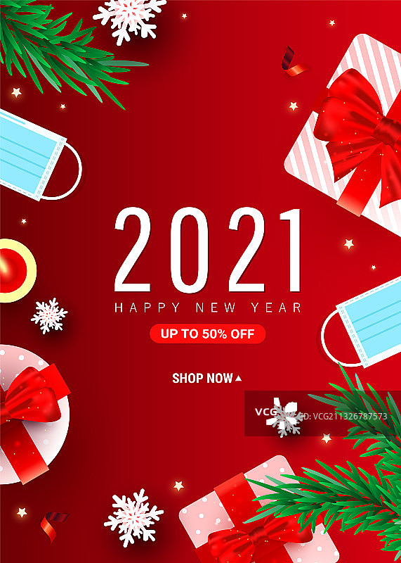 2021圣诞快乐，新年快乐海报图片素材