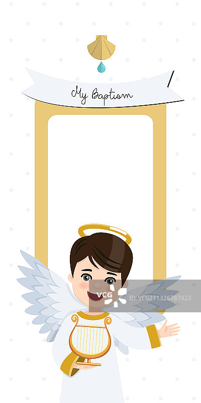 弹竖琴的天使洗礼竖版图片素材