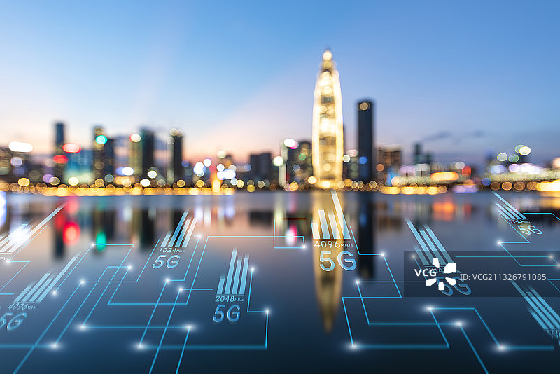 深圳南山区人才公园和5G科技概念图片素材