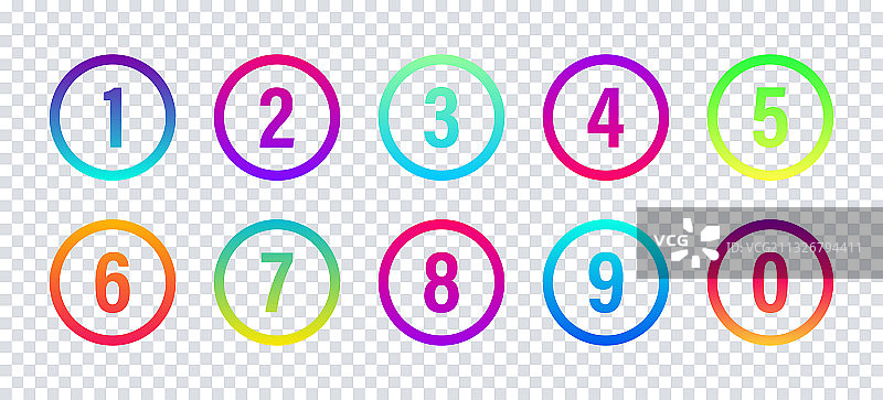 彩色数字隔离圆形数字渐变图片素材