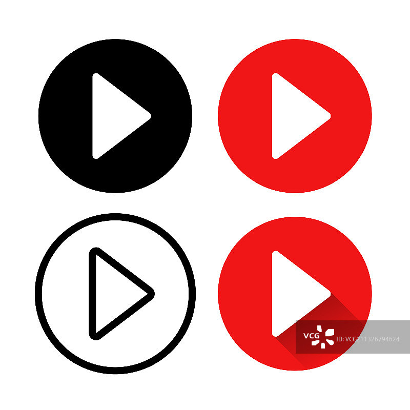 网页视频播放按钮图标元素图片素材