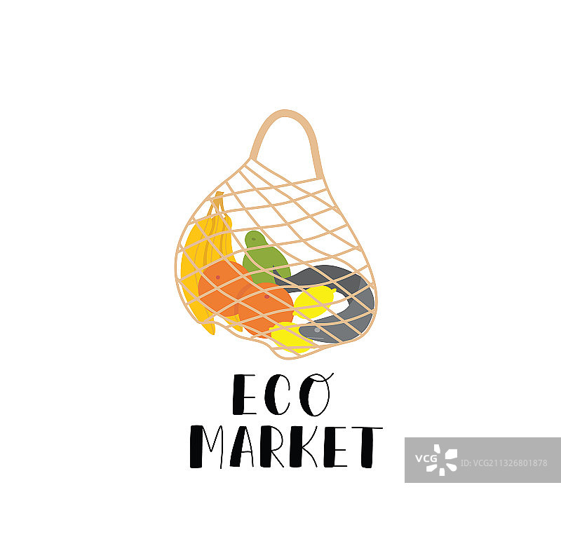 装满有机农产品的网兜图片素材