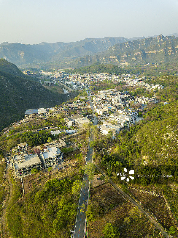 河南省焦作市修武县云台山风景区岸上服务区航拍图片素材
