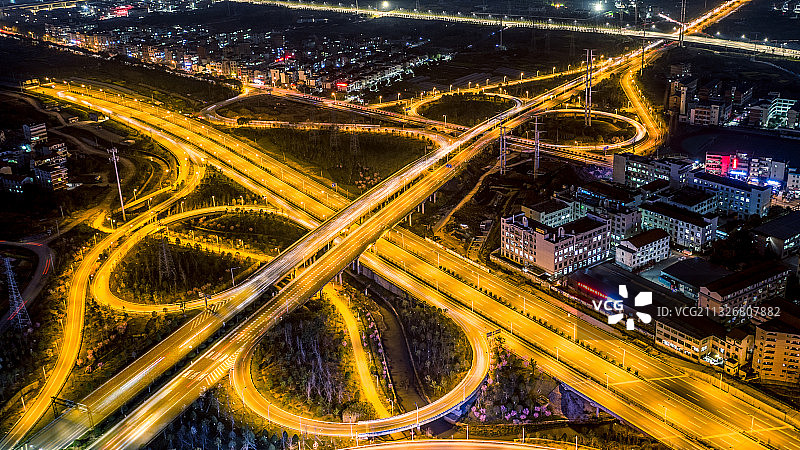 义乌荷叶塘立交桥夜景图片素材