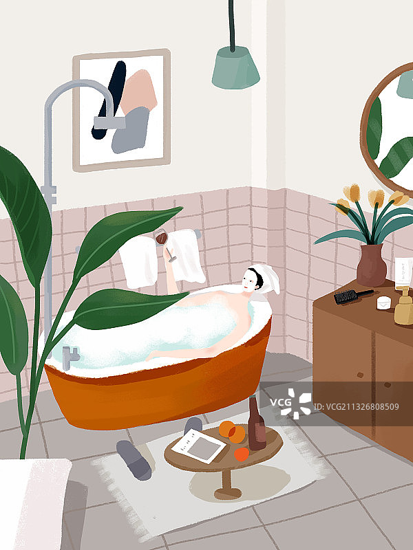 一个人的浴室时光图片素材