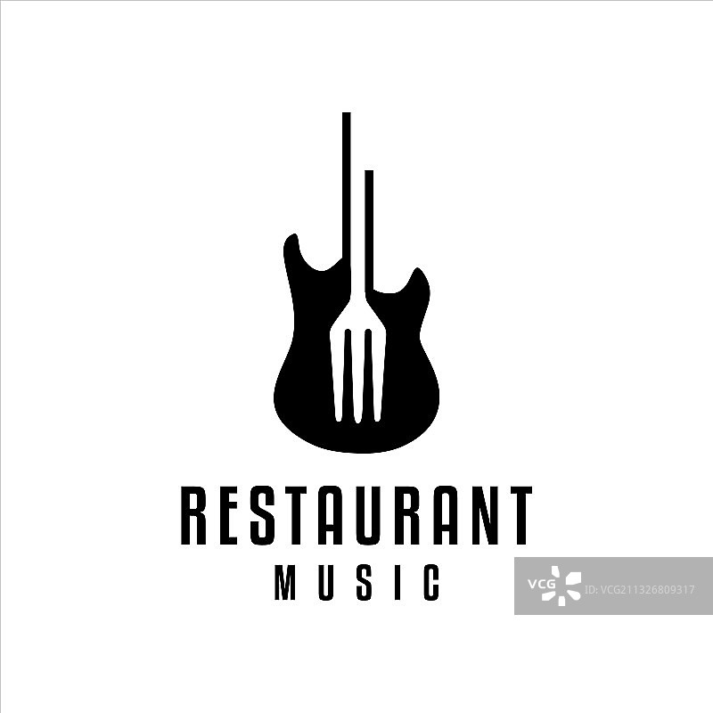 餐厅酒吧咖啡厅叉子吉他Logo图片素材
