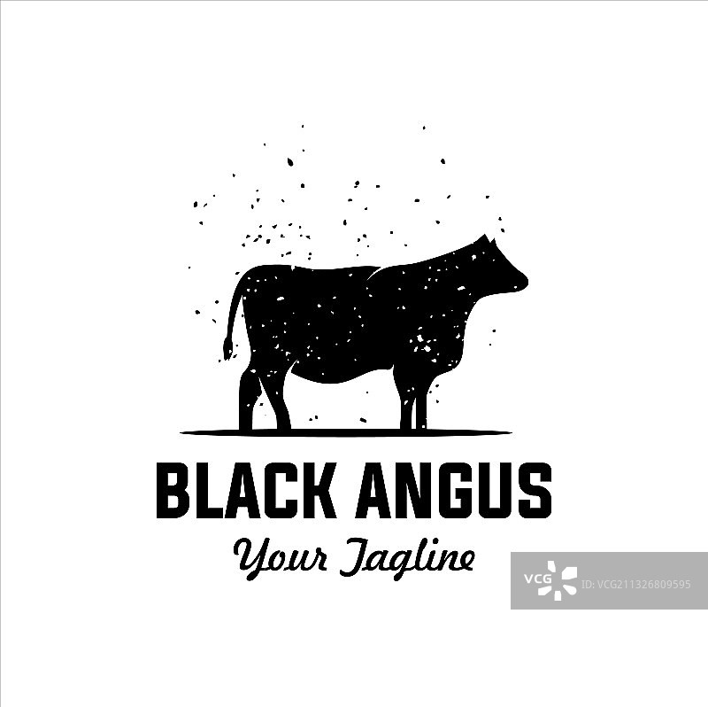 黑色安格斯牛logo设计模板图片素材