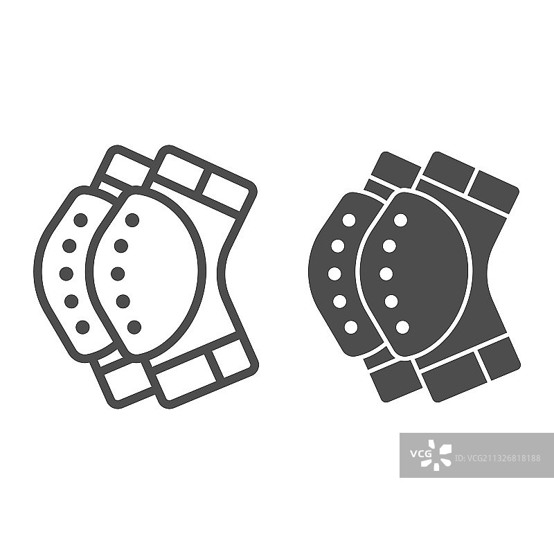 护膝线和实体图标图片素材