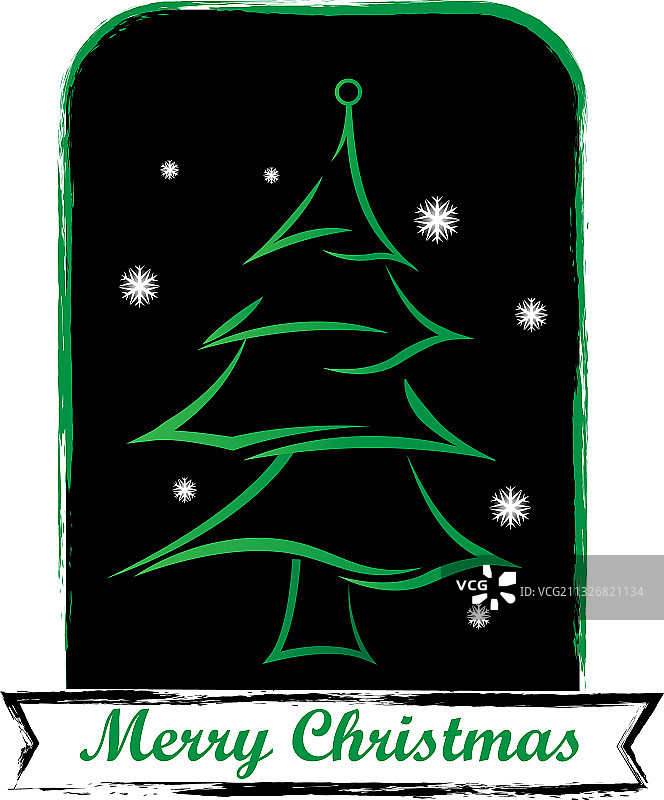 夜雪中线条风格的绿色松树图片素材