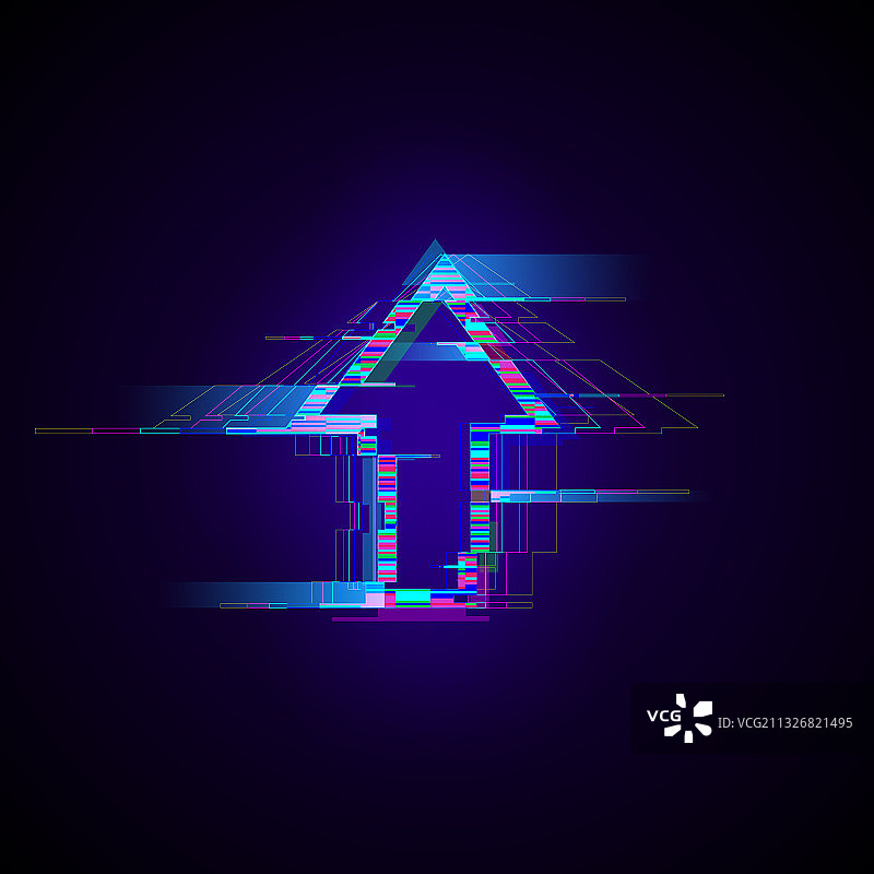 未来赛博朋克故障向上箭头现代风格图片素材