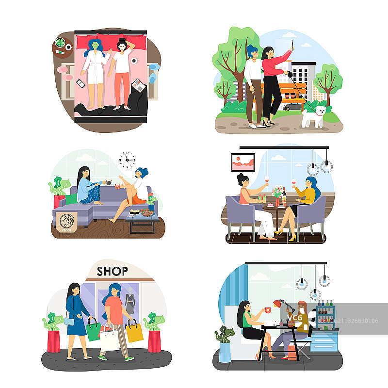 女性友谊扁平化设计图片素材