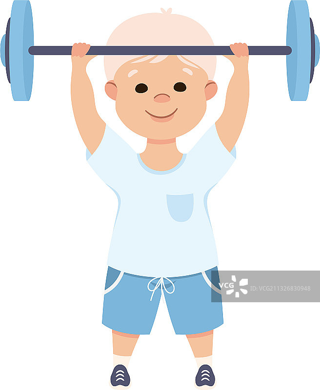 举杠铃的可爱男孩图片素材